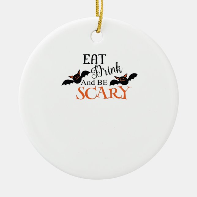 Halloween Bats Be Scary Funny Meme Ceramic Tree Decoration (Front)