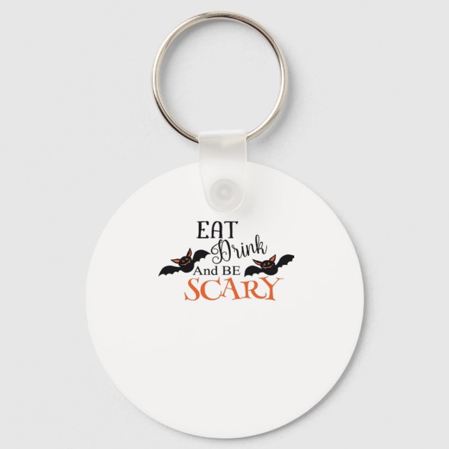 Halloween Bats Be Scary Funny Meme Key Ring (Front)