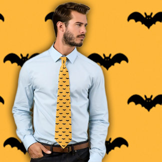 Halloween Bats- Black and Orange Tie