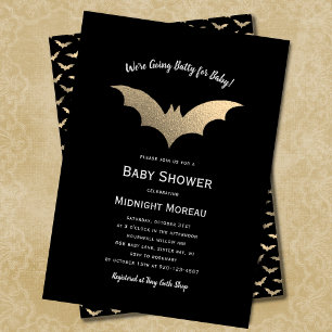Halloween Bats Black Baby Shower Invitation