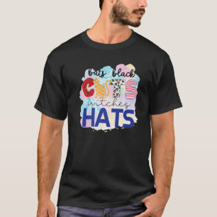 Halloween Bats Black Cats Witches Hats Cat Mum T-Shirt