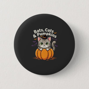 Halloween Bats Cats and Pumpkins Cute Kitten Desig 6 Cm Round Badge