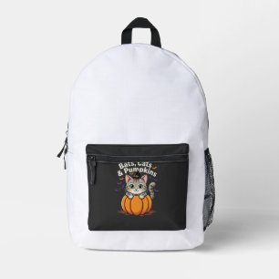 Halloween Bats Cats and Pumpkins Cute Kitten Desig Printed Backpack