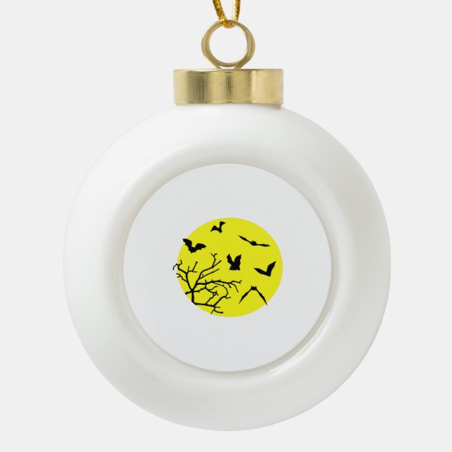 Halloween bats  ceramic ball christmas ornament (Front)