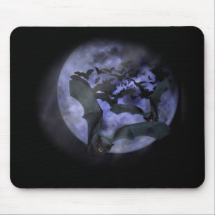 Halloween Bats Flying on a Full Moon Night Mouse Mat