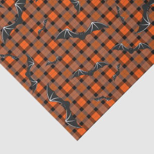 Halloween Bats On Plaid Tissue Paper