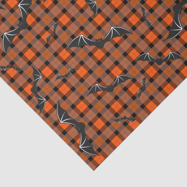 Halloween Bats On Plaid Tissue Paper (Detail)
