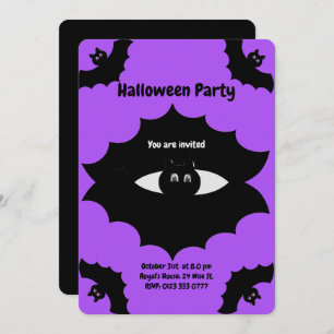Halloween Bats on Ultra Violet Invitation