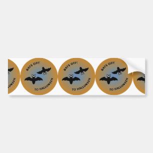 Halloween Bats Orange Blue Bumper Sticker