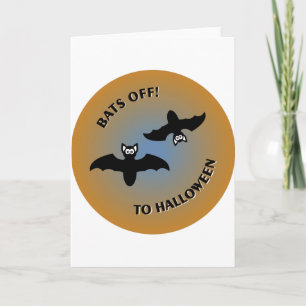 Halloween Bats Orange Blue Card