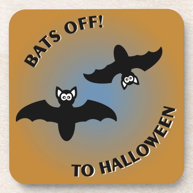 Halloween Bats Orange Blue Coaster (Front)