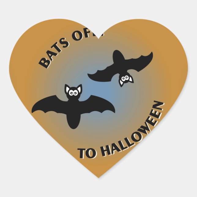 Halloween Bats Orange Blue Heart Sticker (Front)