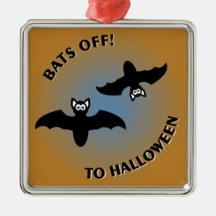 Halloween Bats Orange Blue Metal Tree Decoration