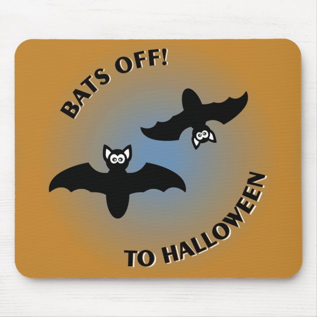 Halloween Bats Orange Blue Mouse Mat (Front)