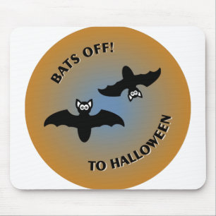 Halloween Bats Orange Blue Mouse Mat
