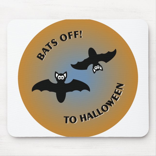 Halloween Bats Orange Blue Mouse Mat (Front)