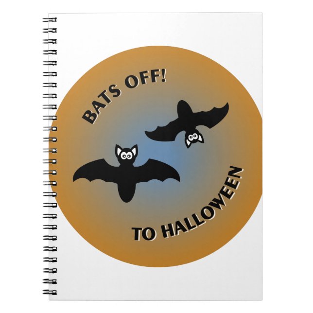 Halloween Bats Orange Blue Notebook (Front)