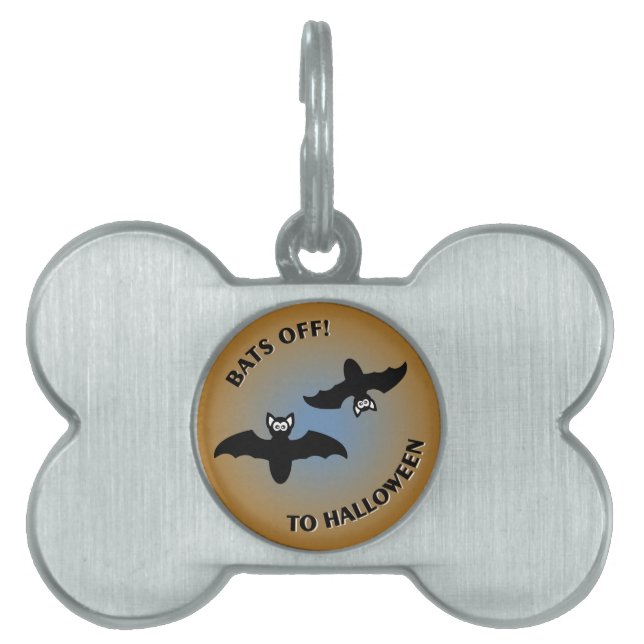 Halloween Bats Orange Blue Pet Tag (Front)