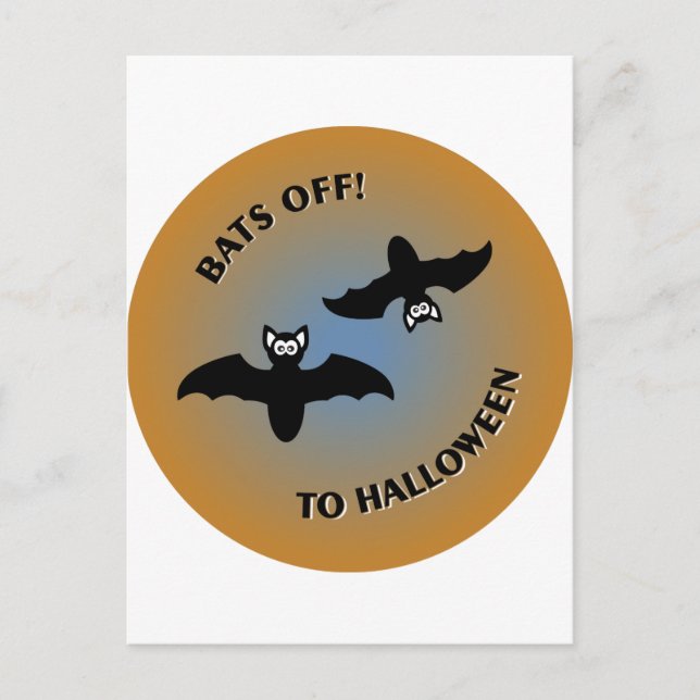 Halloween Bats Orange Blue Postcard (Front)