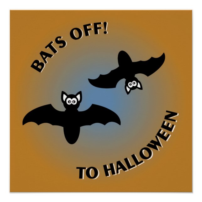 Halloween Bats Orange Blue Poster (Front)