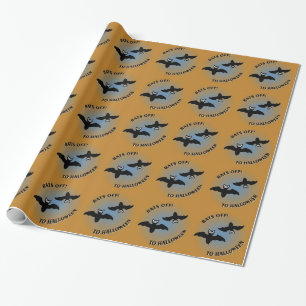 Halloween Bats Orange Blue Wrapping Paper