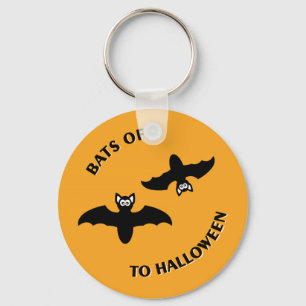 Halloween Bats Orange Key Ring