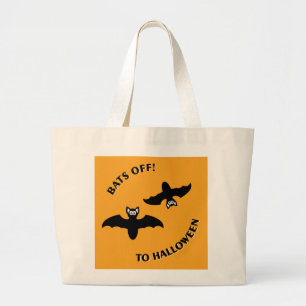 Halloween Bats Orange Large Tote Bag