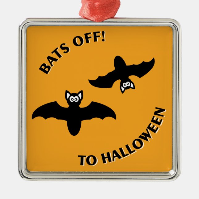 Halloween Bats Orange Metal Tree Decoration (Front)