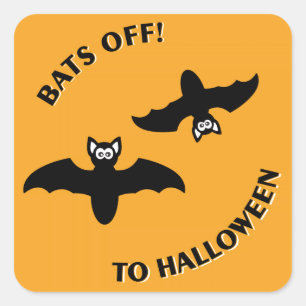 Halloween Bats Orange Square Sticker