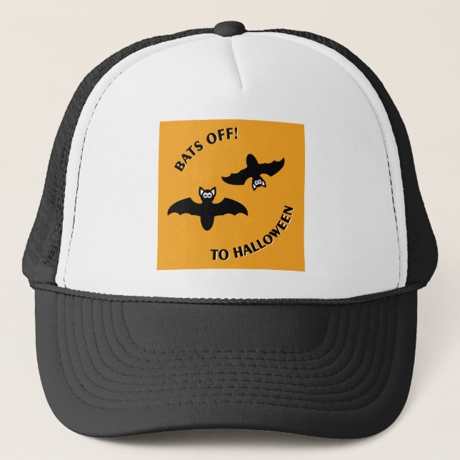 Halloween Bats Orange Trucker Hat (Front)