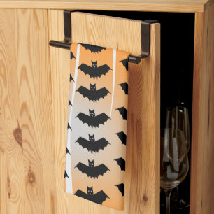 Halloween Bats Pattern Tea Towel