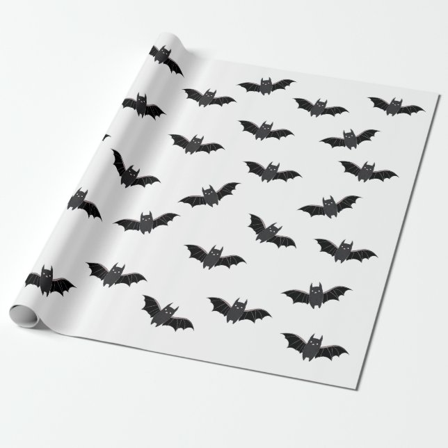 Halloween Bats Pattern Wrapping Paper (Unrolled)