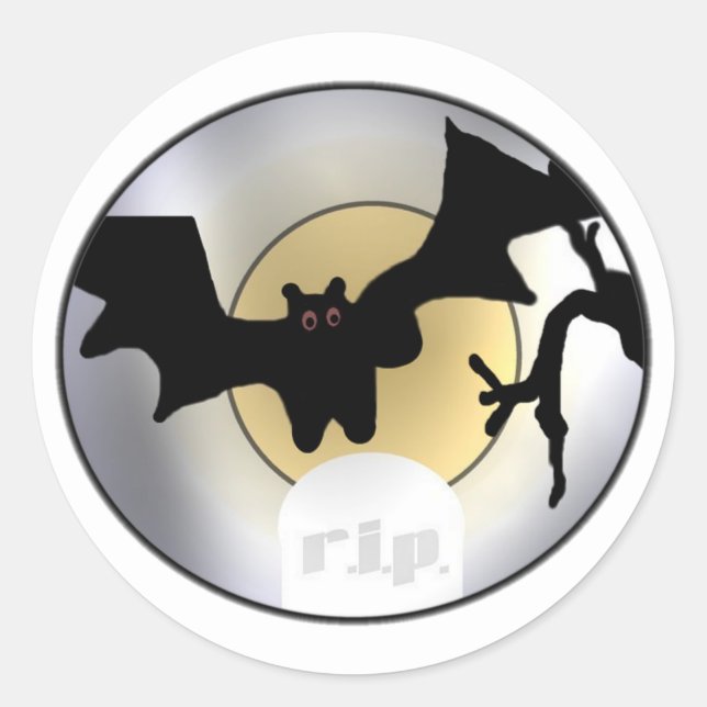 Halloween Bats RIP Classic Round Sticker (Front)