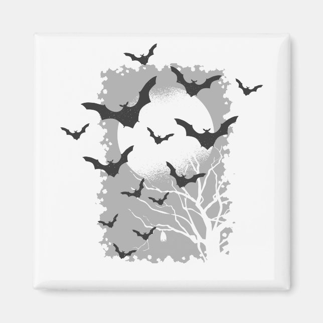 Halloween Bats Silhouette Black Flying Vampires Magnet (Front)