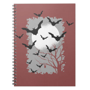 Halloween Bats Silhouette Black Flying Vampires Notebook