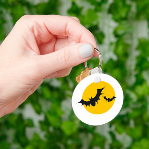 Halloween Bats Silhouette Full Moon Key Ring