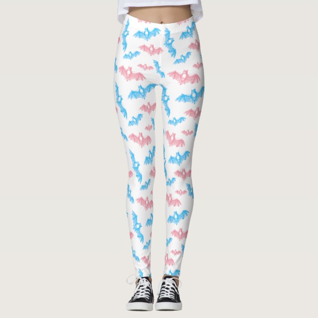 Halloween Bats Trans Pride Colours Leggings (Front)