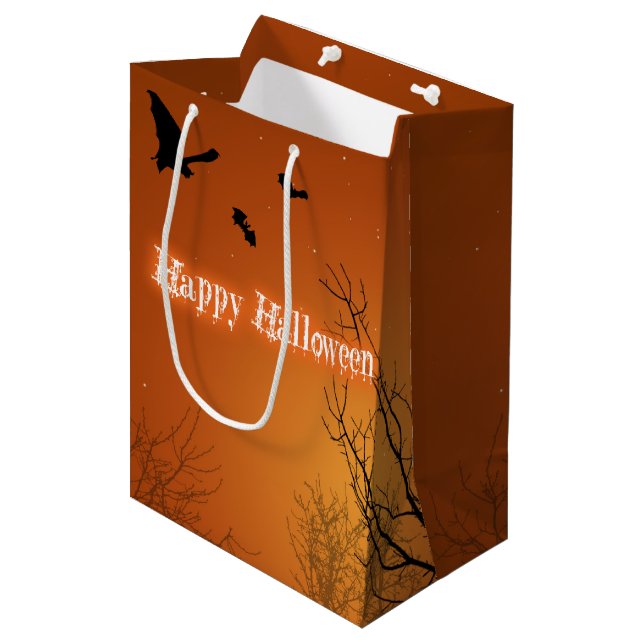 Halloween Bats & Trees - Medium Gift Bag (Front Angled)
