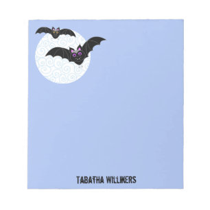 Halloween Bats with Moon Personalised 5.5 x 6 Notepad