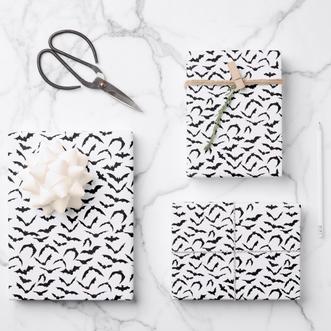 Halloween Bats Wrapping Paper Sheets (Front)