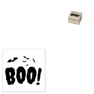 Halloween Batts and Boo Script Rubber Stamp
