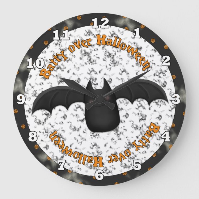 Halloween Batty Wall Clock. Large Clock (Front)