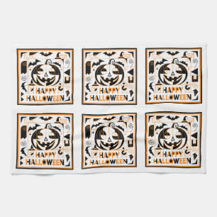 Halloween Bauhaus Pumpkin Tea Towel