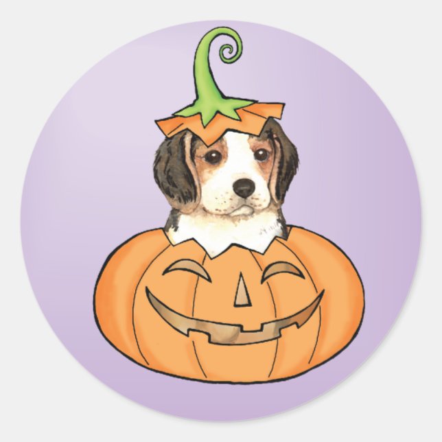 Halloween Beagle Classic Round Sticker (Front)