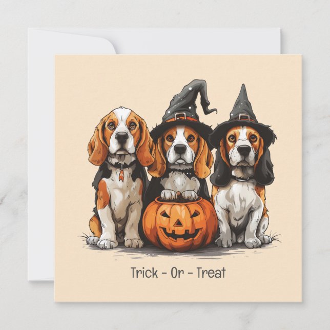 Halloween Beagle Dogs Jack O Lantern Invitation (Front)