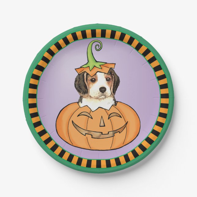 Halloween Beagle Paper Plate (Front)