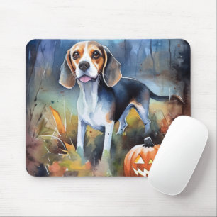 Halloween Beagle With Pumpkins Scary Mouse Mat