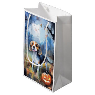 Halloween Beagle With Pumpkins Scary Small Gift Bag