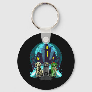 Halloween Beagles Zombie Skeleton Black Beagle Dog Key Ring