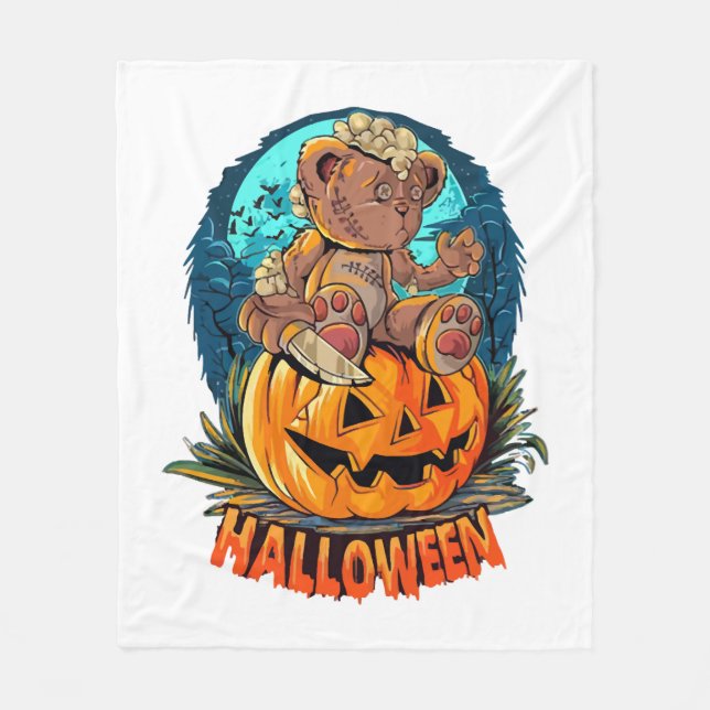 Halloween Bear Killer Fleece Blanket (Front)